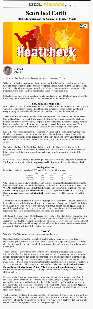 June 17th, "Scorched Earth"

The debut edition of Heatcheck takes on the first quarter of the DCL season. Featuring offensive domination, MVP frontrunners, and the Bum's continued refusal to lose a game, there's something for everyone in this one.

Written by <a href="/msniff30/">Matt Sniff</a>