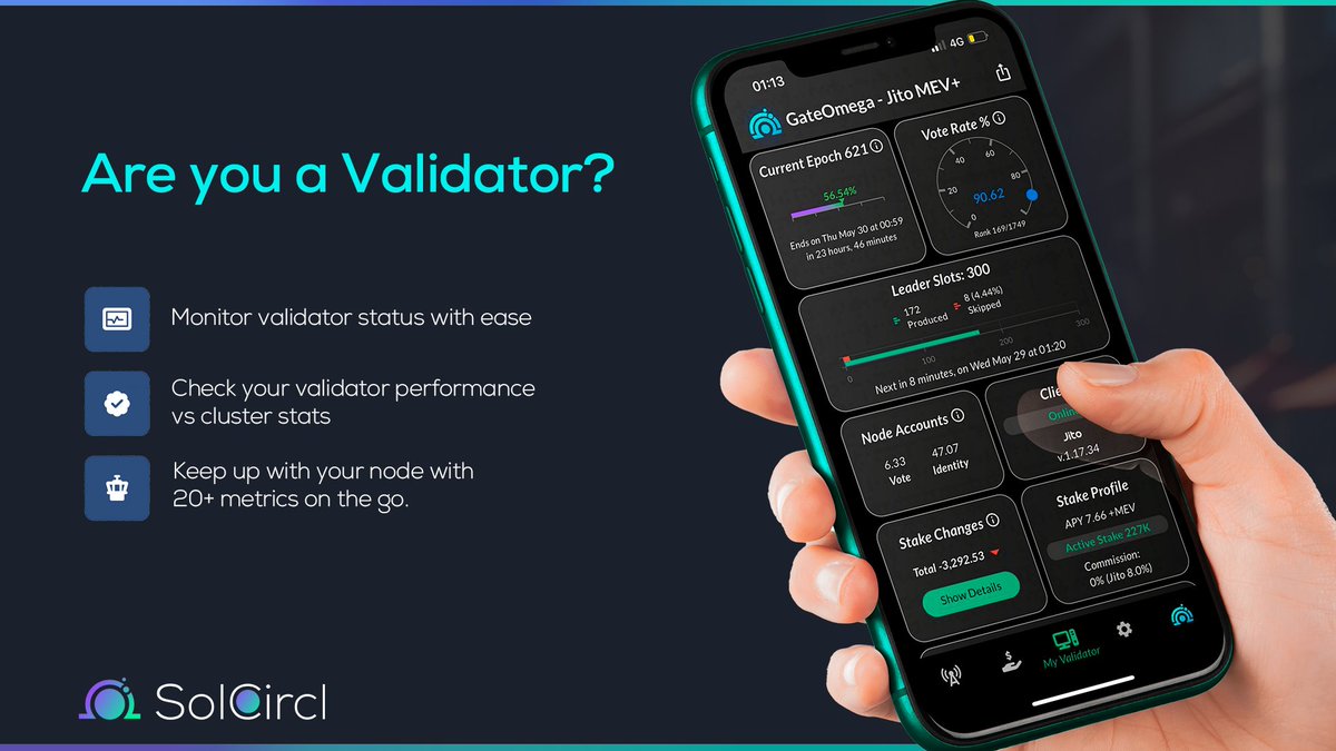 GateOmega's tweet image. 👀 Want to gain deeper insights into your validator’s performance? With SolCircl, track everything from epoch durations to vote credits. 📈🔍 #ValidatorMonitoring #Solana gateomega.com/solcircl