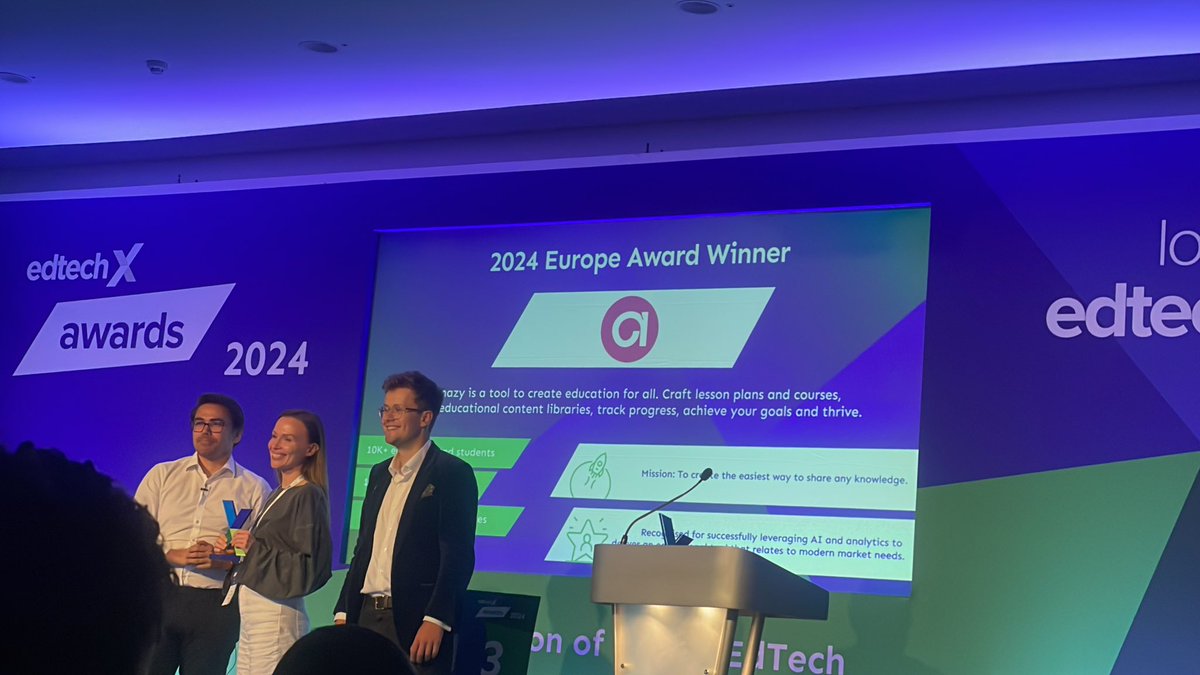Beth_L_Kennedy's tweet image. Winner of the 2924 Europe Award at the #edtechx awards is…
