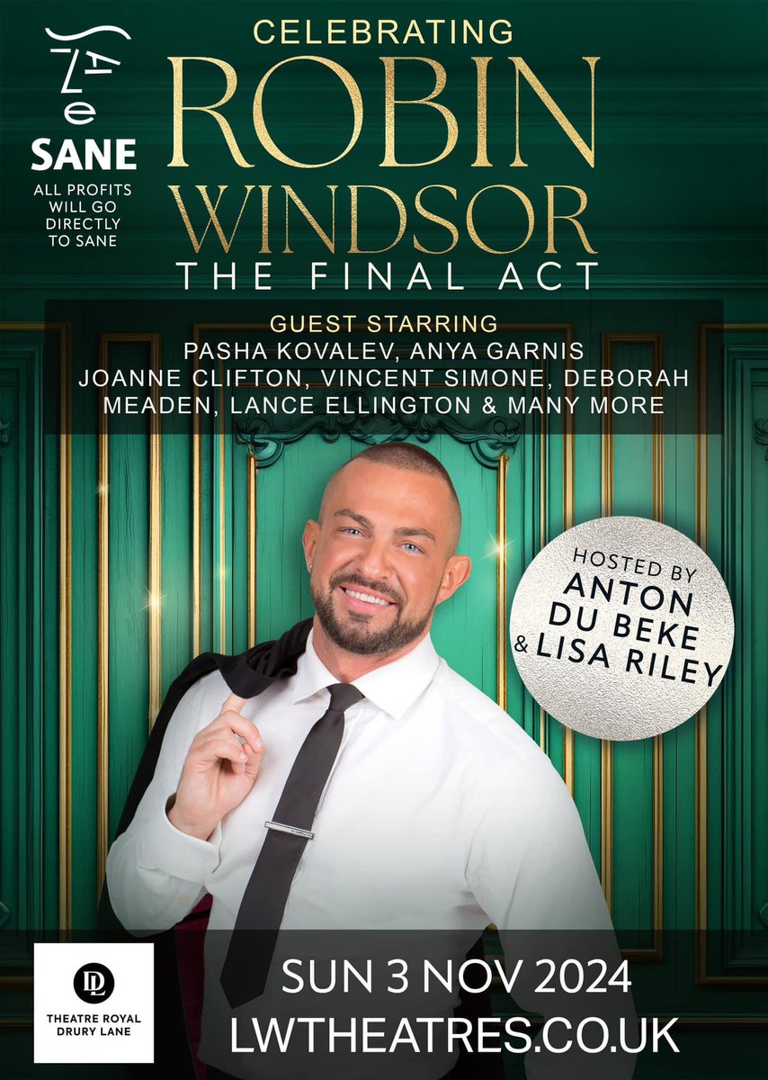 RobinWFans's tweet image. ON SALE 10am TOMORROW - Celebrating the life of our dear friend ROBIN WINDSOR.
All profits go to SANE.
Hosted by ANTON DU BEKE & LISA RILEY
Sunday 3rd November - 5pm.
Theatre Royal Drury Lane - London.
Tickets - lwtheatres.co.uk/whats-on/robin…