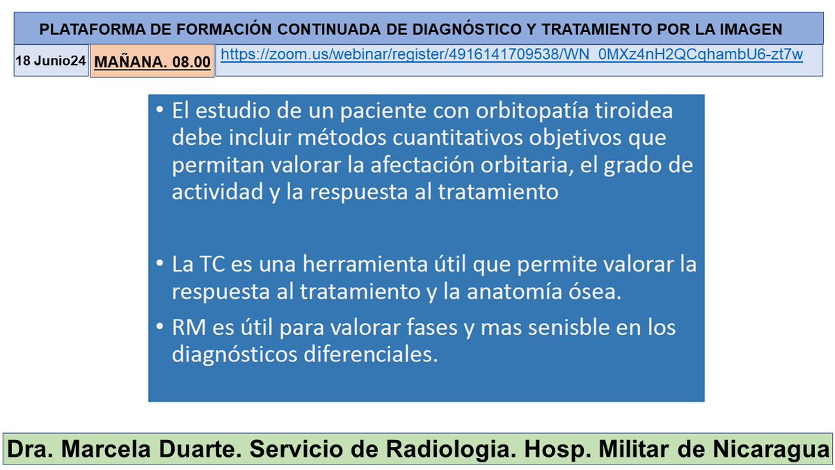 Interessant sessió de la Dra Marcela Duarte sobre:“ “Orbitopatia tiroïdal: Troballes i indicacions de les tècniques d'imatge” amb moderació de la Dra Yensa Rodríguez <a href="/hospitalclinic/">Hospital Clínic</a> <a href="/SENR_org/">SENR_org</a> <a href="/idibaps/">IDIBAPS</a> <a href="/idibgi/">IDIBGI Institut d'Investigació Biomèdica de Girona</a> <a href="/htrueta/">Hospital Trueta</a> <a href="/gencat/">Generalitat de Catalunya</a> <a href="/Radiolegs_CAT/">radiolegscatalunya</a> <a href="/seram_rx/">SERAM - Sociedad Española de Radiología Médica</a> <a href="/iasgirona/">Institut d’Assistència Sanitària</a> <a href="/AreaHjt/">Àrea Imatge Cardiotoràcica IDI Girona</a> <a href="/myESR/">myesr</a>