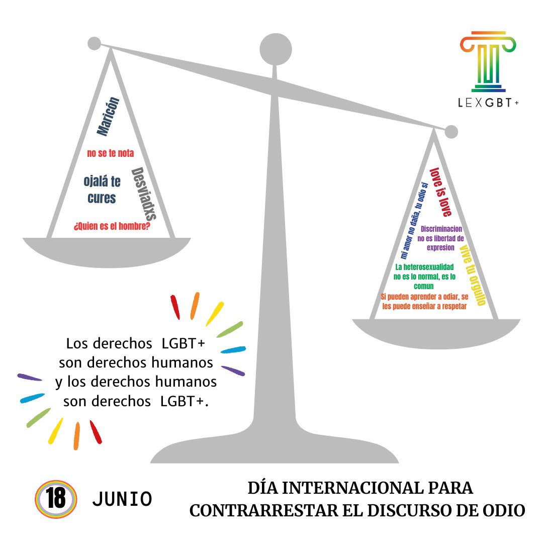 LexgbtOficial's tweet photo. Hoy #18deJunio se celebra el Día Internacional para Contrarrestar el Discurso de Odio 

#LGBTQ #ComunidadLGBTQ https://t.co/nvya2ClFD1