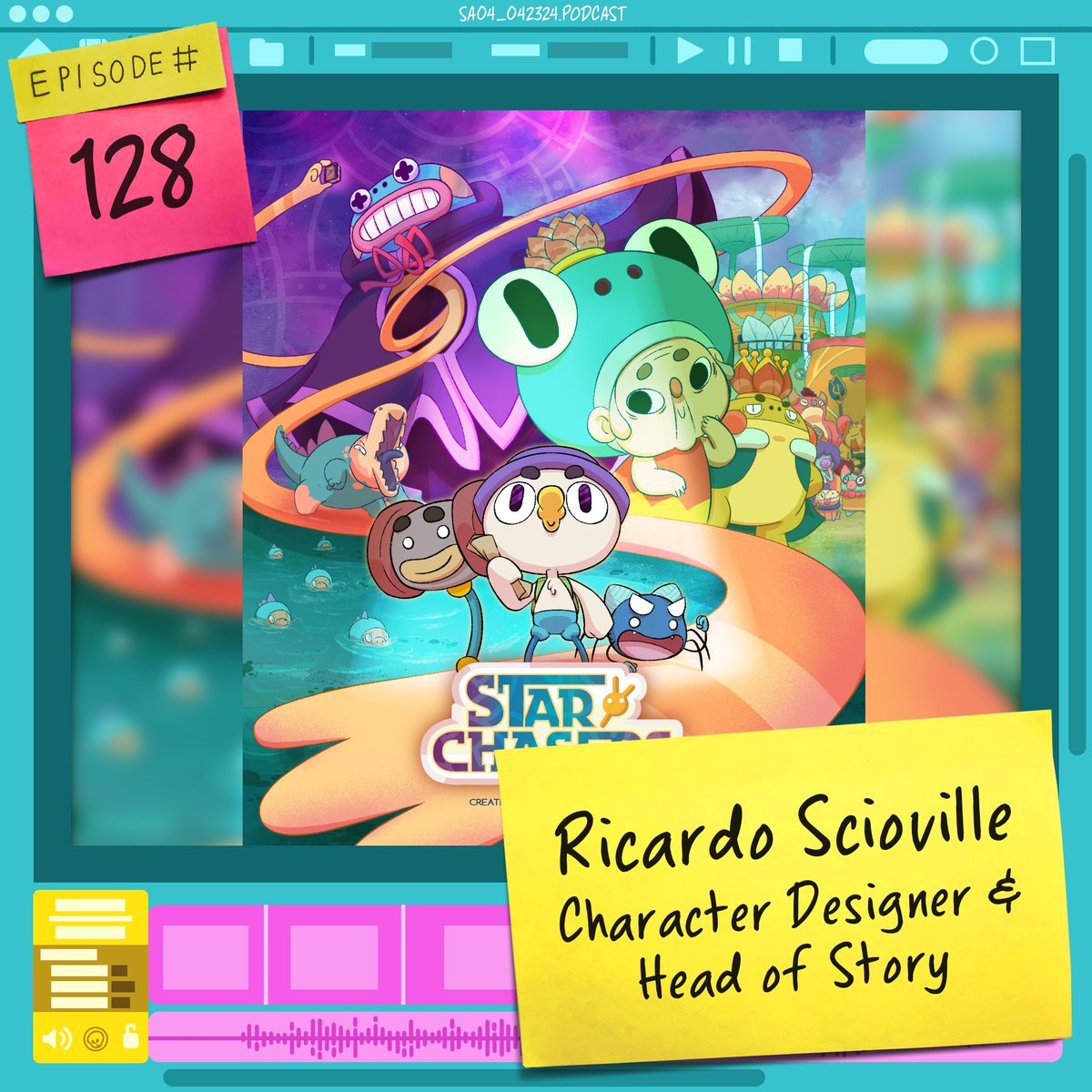 StraightAheadAP's tweet photo. New episode w/ @RichiScioville a Latino character designer, story artist, &amp; creator of Cazadores De Estrellas/Star Chasers. He shares his experience creating a pilot in collaboration w/ Cartoon Network Latin America, &amp; the project's spontaneous creation. 
https://t.co/xhSciRSz9E https://t.co/1yccIcLOAc