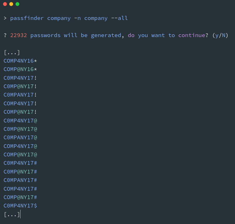 GoToolSharing's tweet photo. Now you can perform all permutations with the --all flag.
🔄 Additionally, a message will tell you how many passwords will be generated, so you don't end up with 300 billion passwords in one file ! ✨

2/5 https://t.co/KkwtwXFURo