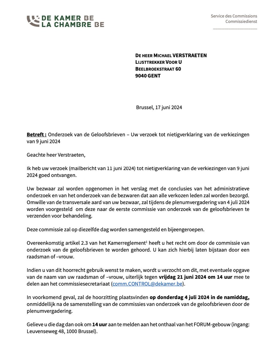 Op 4 juli behandelt het parlement mijn vraag om de verkiezingen nietig te verklaren. 
Hierbij roep ik alle kandidaten van de nieuwe partijen op om zich bij mijn klacht aan te sluiten.  Dan kunnen we met tientallen kandidaten naar het parlement en davert het land op zijn