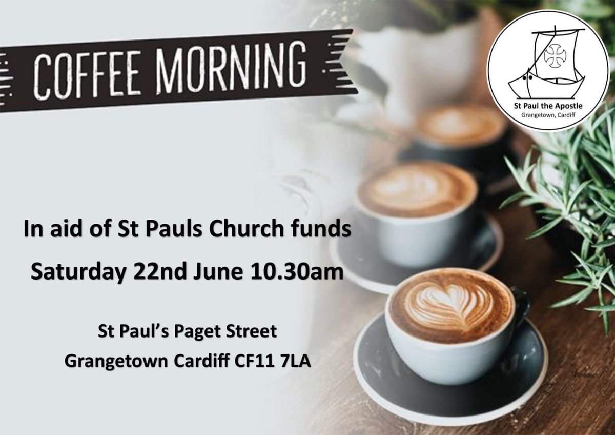 Coffee morning <a href="/StPaulsCF11/">St Paul's Grangetown</a> <a href="/SouthCardiffMA/">South Cardiff Ministry Area 🧡</a> this Saturday