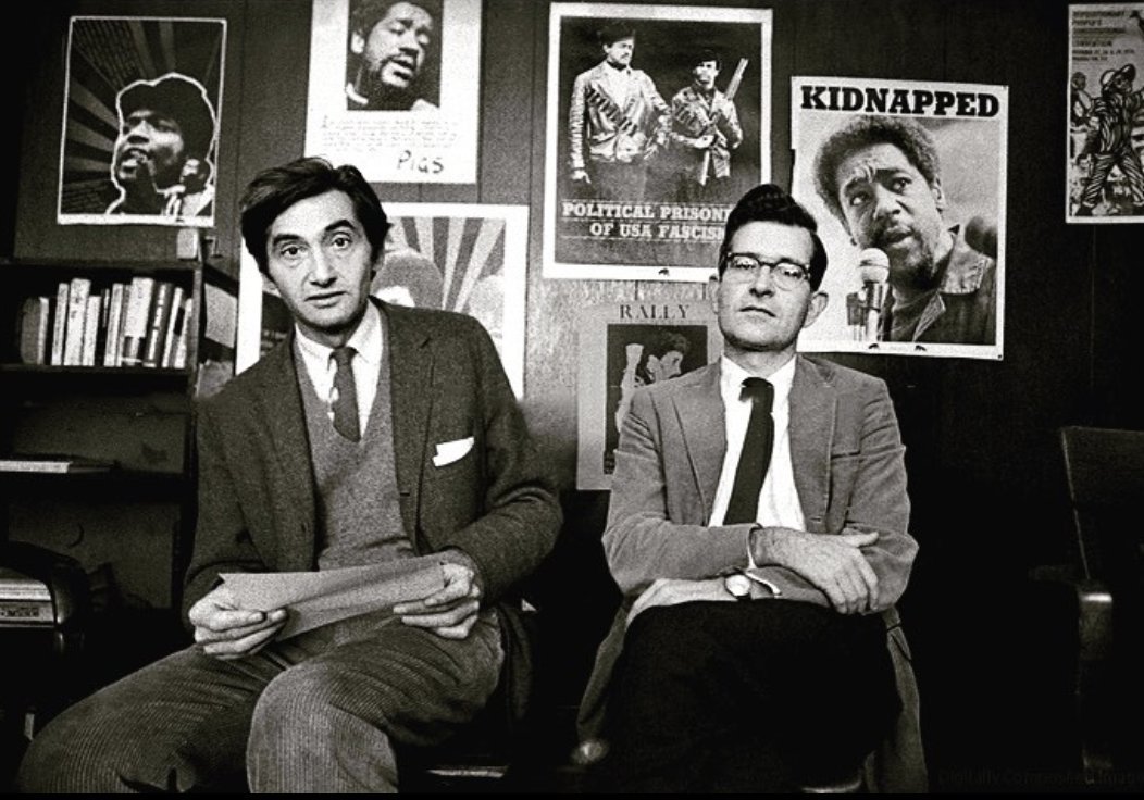 Howard Zinn and Noam Chomsky at a press conference for the Committee to Defend the Panthers, October 20, 1970