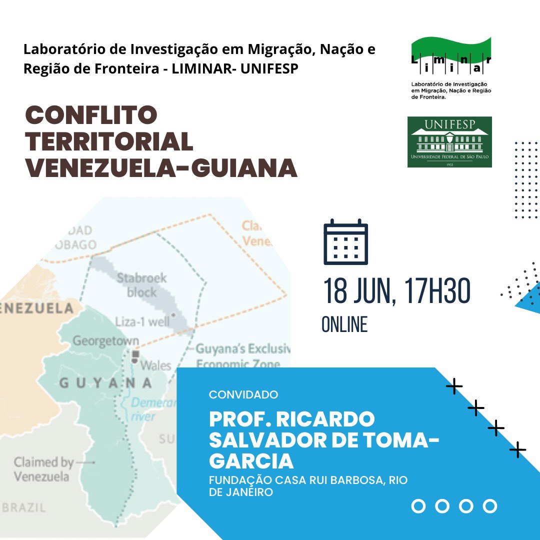 RicardoDeToma's tweet image. Hoy, 19.06.23 - 18:30 Caracas. #LIMINAR #UNIFESP 🇧🇷 #Essequibo  #Esequibo. Link: meet.google.com/ywk-bkxr-yqo