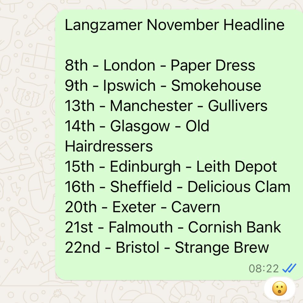 Dear Lang Gang,

With much joy and excitement we announce our third album ‘Langzamer’ will arrive on October 16th. We recorded this album last year in Falmouth at the Cornish Bank. It was produced by Ben Woods of the Golden Dregs.