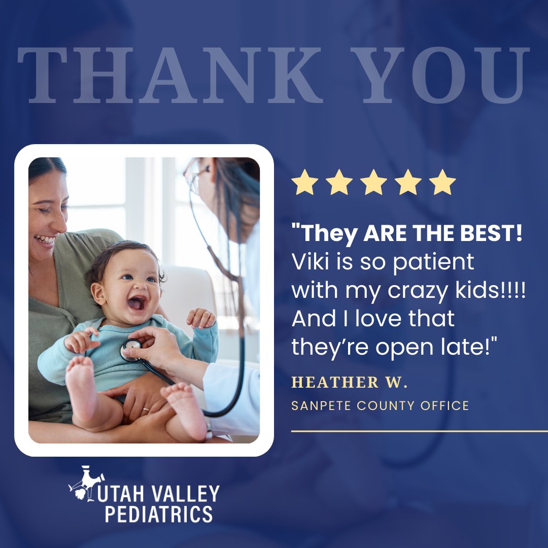 UVPediatrics's tweet photo. What a wonderful review about our new office in Sanpete County! We appreciate these kind words about nurse practitioner Vicki.

#5StarReview #PediatricCare #UtahPediatrician #SanpeteCounty #UtahValleyPediatrics https://t.co/xrTLNXntKO