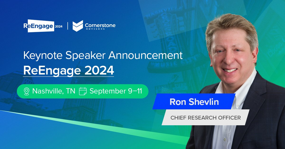 🙌We are excited to announce that Ron Shevlin; Chief Research Officer of Cornerstone Advisors will be our Keynote at our ReEngage Conference this September in Nashville! 
 
 ➡️ Register Here: hubs.li/Q02Cky4C0
 
 #ReEngageConference #ReEngage2024 #WeAreEngageware