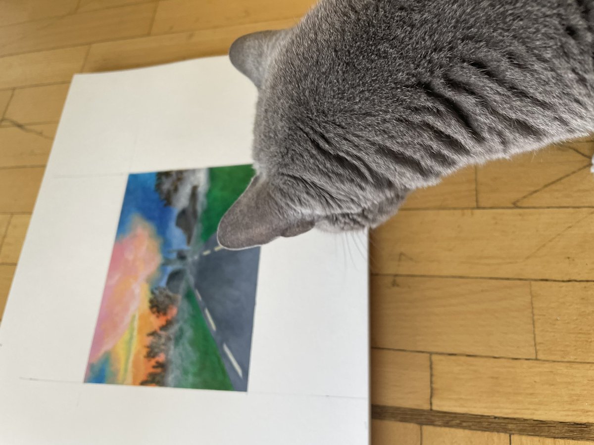 My cat has given the stamp of approval or in this case the paws 🐾 of approval 🤣❤️😘 … it will be sent your way <a href="/PAEartforacause/">POSTCARD ART EXHIBIT - Art for a Cause 🌏 🎨</a> in the next few days … and hopefully arrive in a timely manner…

#postcardartexhibit24