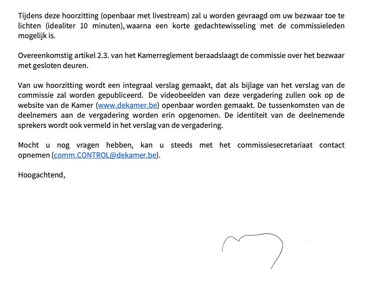 MichaelVerstrae's tweet photo. Deel 2 van de brief van het parlement. 
Er zal live streaming voorzien zijn. 
U kan dus zien hoe het nieuwe parlement met de mensenrechten omgaat. https://t.co/UrVNXyKKE8