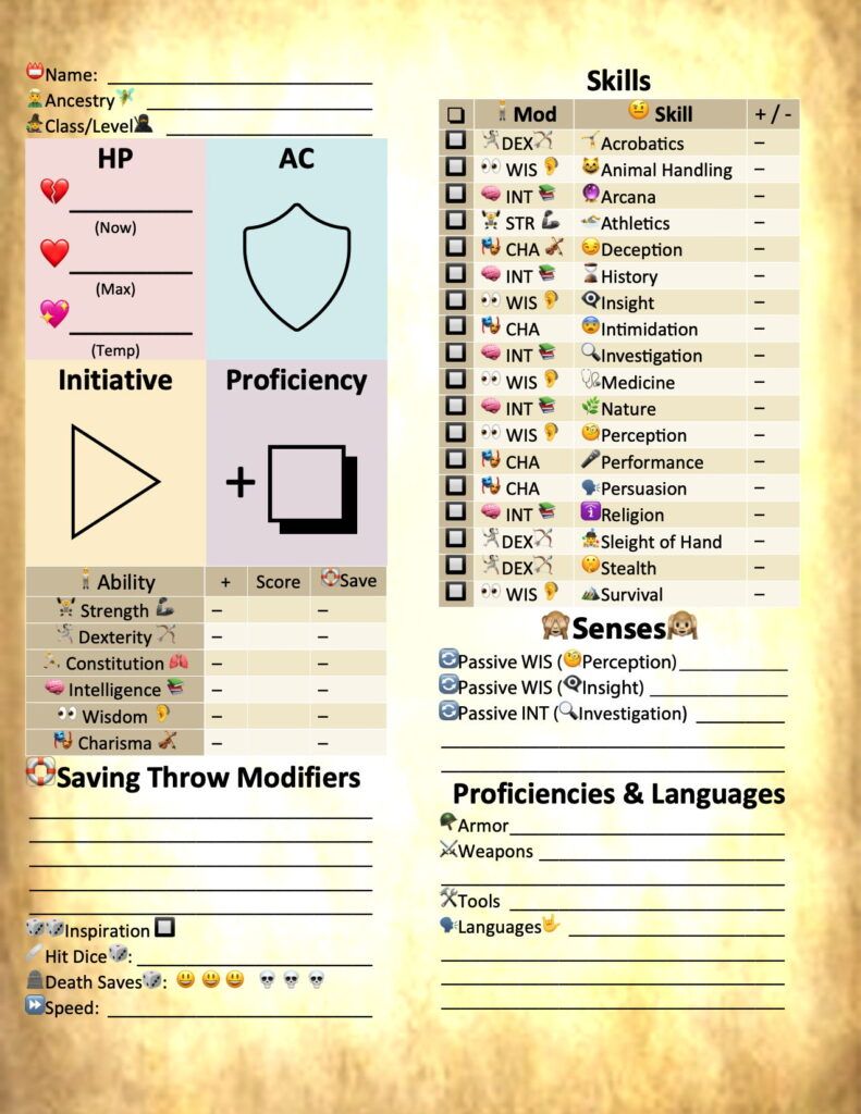 Accessible DnD Character Sheets for Disabled Players buff.ly/3VQYd3T Free, emoji-based character sheets designed for #DnD players with print disabilities. #ttrpg