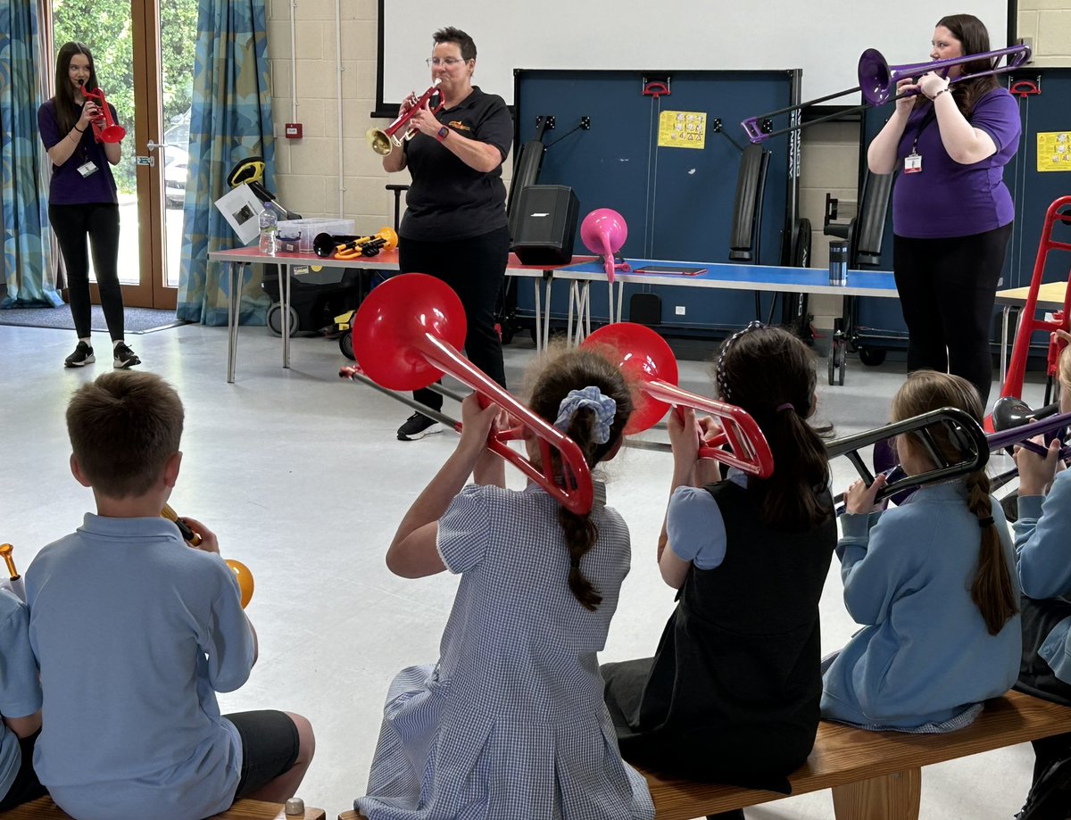 Plastic brass day at Pear Tree Primary School Nantwich on Friday. Every child in school had the chance to play either pBuzz, pTrumpet or pBone. What a great time we had! <a href="/pBoneMusic/">pBoneMusic</a>  <a href="/LionsYouthBrass/">Lions Youth Brass</a> <a href="/BrassFoundation/">Brass Foundations</a> <a href="/BrassBandsEng/">Brass Bands England</a> <a href="/lovemusictrust/">Love Music Trust</a>