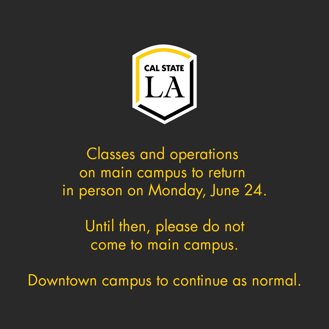 Remote classes and operations will continue through June 23, with a resumption of in-person activities on Monday June 24. 

Read full update: bit.ly/3KOQ1dS