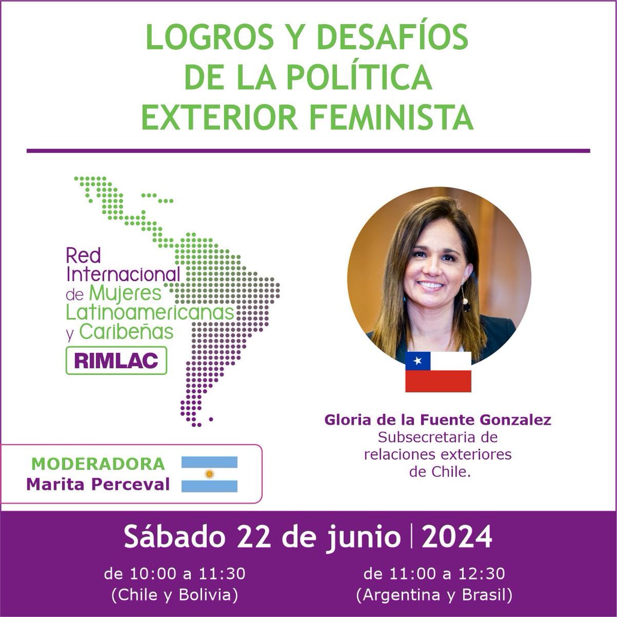 RIMLAC (@rimlac1) on Twitter photo La coordinación de la RIMLAC con el apoyo del Instituto de Estudios Internacionales de la Universidad de Chile (IEI)<a href="/ieiuchile/">IEI U. Chile</a> invita a la conferencia de Gloria de la Fuente González. El link de la conexión se los pasaremos un día antes. Todas invitadas y gracias por su difusión La coordinación de la RIMLAC con el apoyo del Instituto de Estudios Internacionales de la Universidad de Chile (IEI)<a href="/ieiuchile/">IEI U. Chile</a> invita a la conferencia de Gloria de la Fuente González. El link de la conexión se los pasaremos un día antes. Todas invitadas y gracias por su difusión
