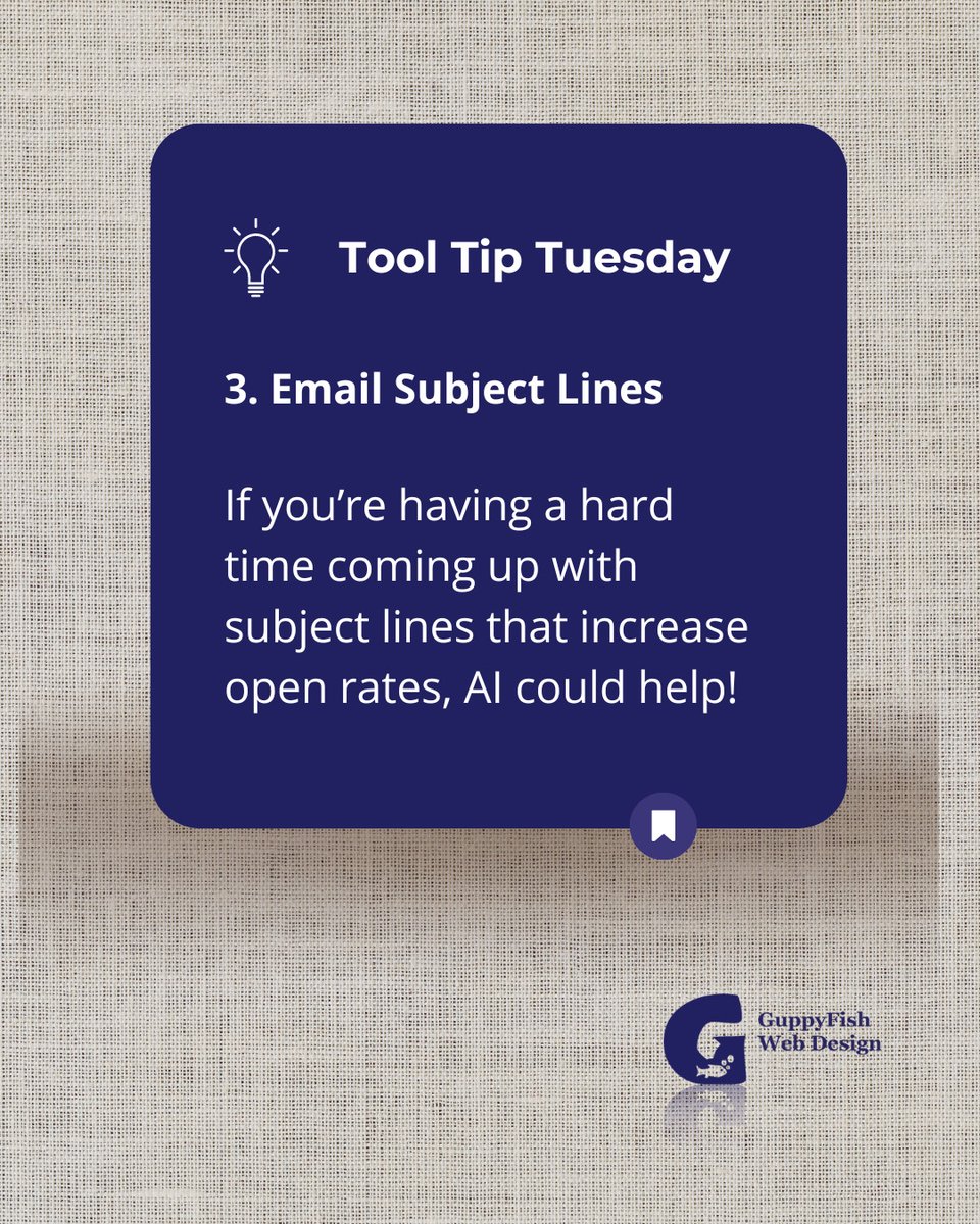 GuppyFishWeb's tweet image. Are you stumped on what content you should create next? Here are some tips on how AI can help!
Does your report card make the grade? Comment or DM me the phrase &quot;Report Card&quot; and I will send you the link for our FREE quiz!

#ToolTipTuesday #WebsiteDesignTips
