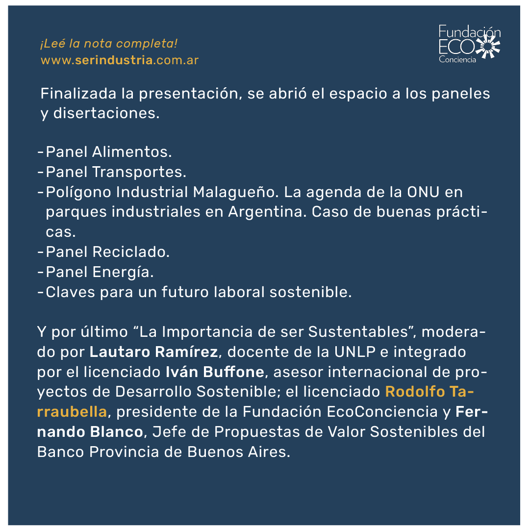 🌟 Empresarios, docentes y especialistas de la industria y los ODS, en una jornada organizada por Ser Industria y la UTN- La Plata. 🌿
En el panel sobre la importancia de ser sustentables, moderado por el Dr. L Ramírez, e integrado por Rodolfo Tarraubella.
serindustria.com.ar/empresarios-do…
