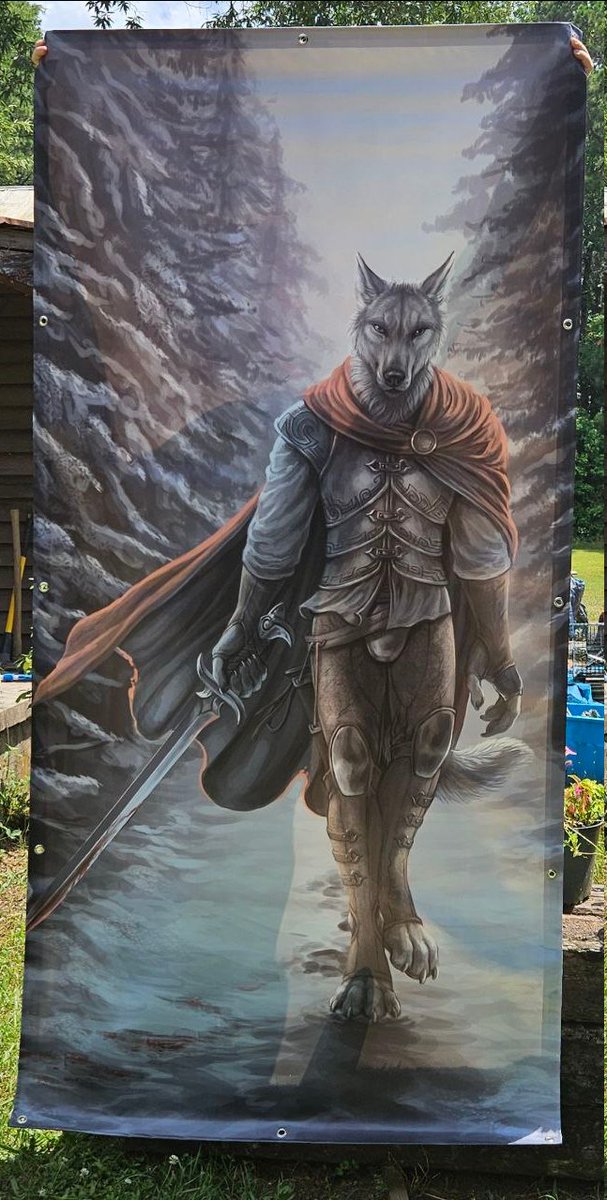 rukiscroax's tweet photo. Looking to change out banners for Anthrocon, which means I'm selling these barely-ever-hung banners from previous cons. 4 x 8 ft, reinforced borders, rated for outdoor use or your living room ;)
Each is $250, I have only one of each design
Email if interested - rukisart@gmail.com https://t.co/39P8XnosDy