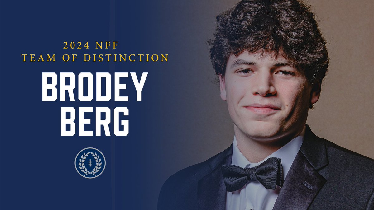 National Football Foundation (@nffnetwork) on Twitter photo One of the best. Congrats <a href="/brodey_berg/">Brodey Berg</a>!
🏅3.70 GPA
🏅Two-year team captain
🏅Two-time First Team all-state
🏅Member of the National Honor Society
🏅Member of the Fellowship of Christian Athletes
Click here for the full release: bit.ly/NFF2024TeamofD…
#BuildingLeaders One of the best. Congrats <a href="/brodey_berg/">Brodey Berg</a>!
🏅3.70 GPA
🏅Two-year team captain
🏅Two-time First Team all-state
🏅Member of the National Honor Society
🏅Member of the Fellowship of Christian Athletes
Click here for the full release: bit.ly/NFF2024TeamofD…
#BuildingLeaders