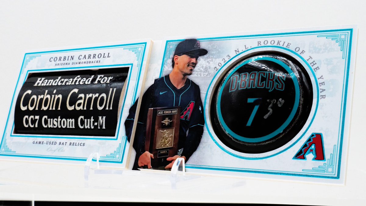 reclaimcustoms's tweet image. Speed, Skill, and Grit: Corbin Carroll is the 2023 NL Rookie of the Year! 

Check out this custom relic booklet with blue and silver foil, highlighting the game used baseball bat relics. 

That’s right, this booklet has BAT relics.

#baseballcard #reclaimcustoms #corbincarroll