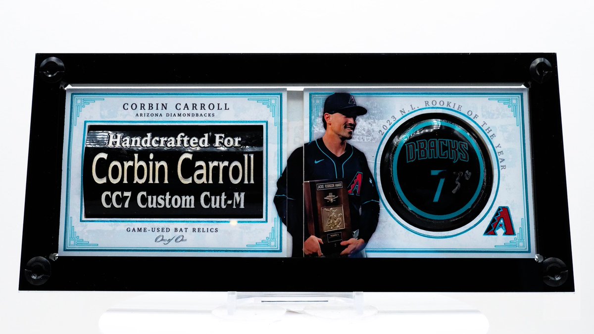 reclaimcustoms's tweet image. Speed, Skill, and Grit: Corbin Carroll is the 2023 NL Rookie of the Year! 

Check out this custom relic booklet with blue and silver foil, highlighting the game used baseball bat relics. 

That’s right, this booklet has BAT relics.

#baseballcard #reclaimcustoms #corbincarroll