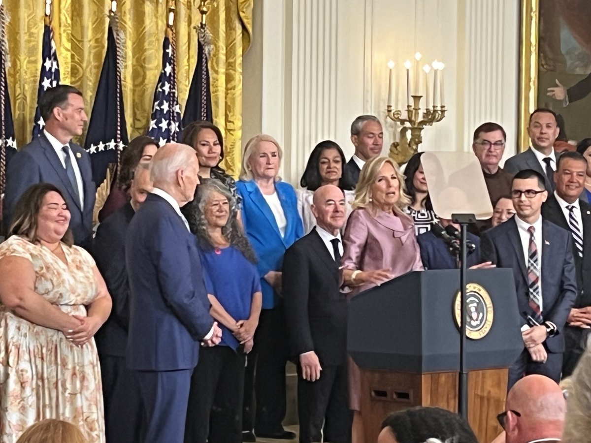 At 12th anniversary of DACA event in White House east room. First Lady Jill Biden: “America is and always has been defined by us: we the people.”