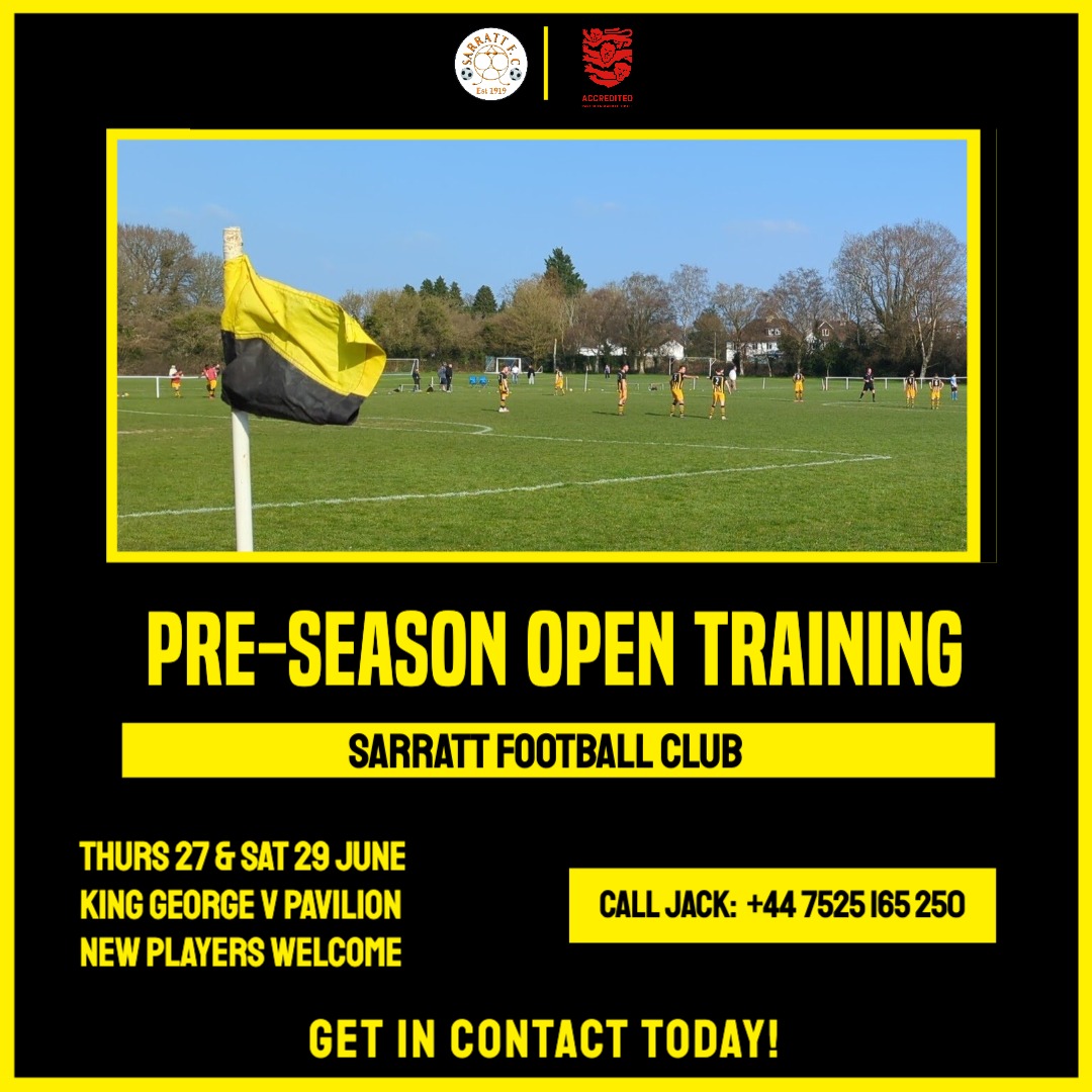 sarrattfc's tweet image. 🌞 𝗣𝗥𝗘-𝗦𝗘𝗔𝗦𝗢𝗡 🌞

Our open training sessions kick-off next week!

All information for returning and new players below!

#SarrattFC 🟨⬛