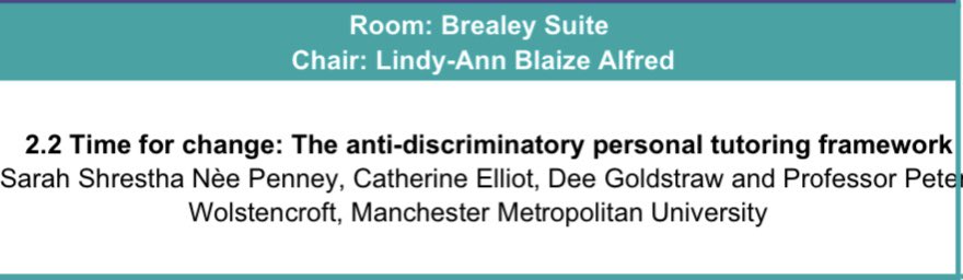 Had a lovely day presenting a workshop with <a href="/Peter_Wolst/">Peter Wolstencroft</a> and <a href="/catelliott76/">Catherine Elliott</a> at <a href="/AdvanceHE/">Advance HE</a> EDI Colloquium today (sorry that <a href="/deegoldstraw/">Dee Goldstraw</a> couldn’t make it)

It was great to talk about our different approaches to anti-discriminatory personal tutoring in <a href="/mmu_business/">Manchester Metropolitan University Business School</a> 

#mcrmetproud