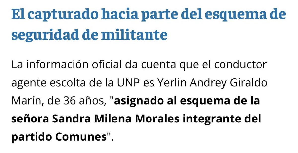 🆘| URGENTE

Una menor de edad era transportada en contra de su voluntad y llevada a la fuerza, en una camioneta blindada adjudicada a la Unidad Nacional de Protección (UNP), asignada al Partido COMUNES (FARC)  

Informan que el conductor agente escolta, es Yerlin Andrey Giraldo
