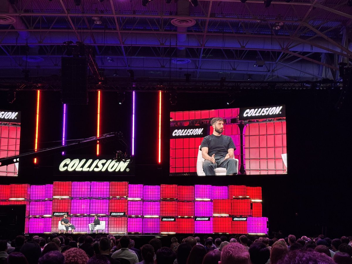 No better way to kick off #CollisionConf than listening to <a href="/aidangomez/">Aidan Gomez</a> of <a href="/cohere/">cohere</a> share thoughts on the current state of AI adoption and where he believes we can go in 2024 and beyond.