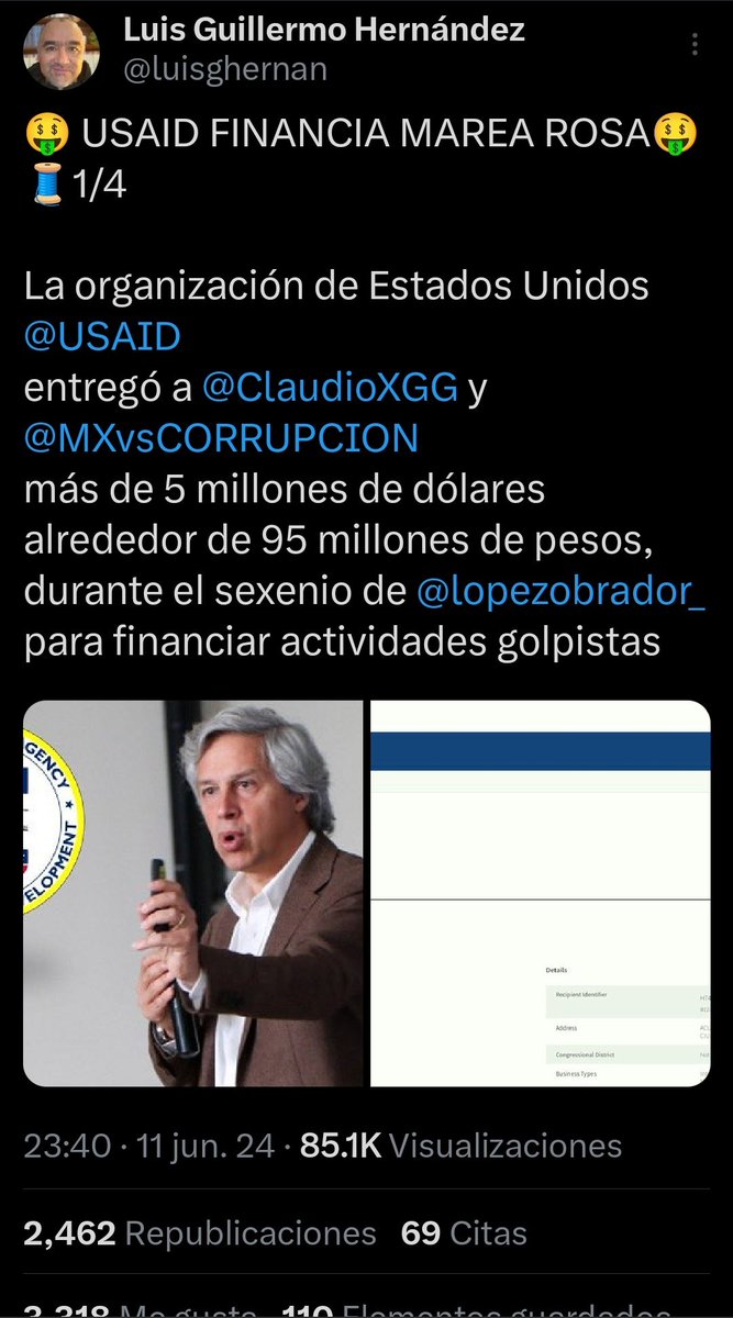HctorDetectivMx's tweet photo. #NarcoXGonzalez16

EU confirmó que AMLO NO TIENE VÍNCULOS con el Narco👇🏻

Pero #NarcoXGonzalez si,con Chapo Guzmán y en LATAM

Abogado del Chapo RETÓ a Felipe Calderón 👇🏻

USAID vió que ya no sirven👇🏻

Claudio X y FECAL serán extraditados como García Luna
https://t.co/wC2weRzvGQ https://t.co/LemUmmYmea