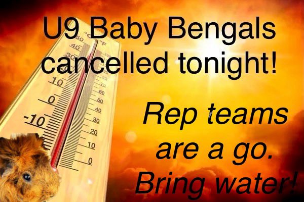 Our U9 girls’ field lacrosse house league session is cancelled tonight because of the heat. Keep cool and we will see you all next Tuesday!!
The rep teams are still practicing - bring lots of water!!