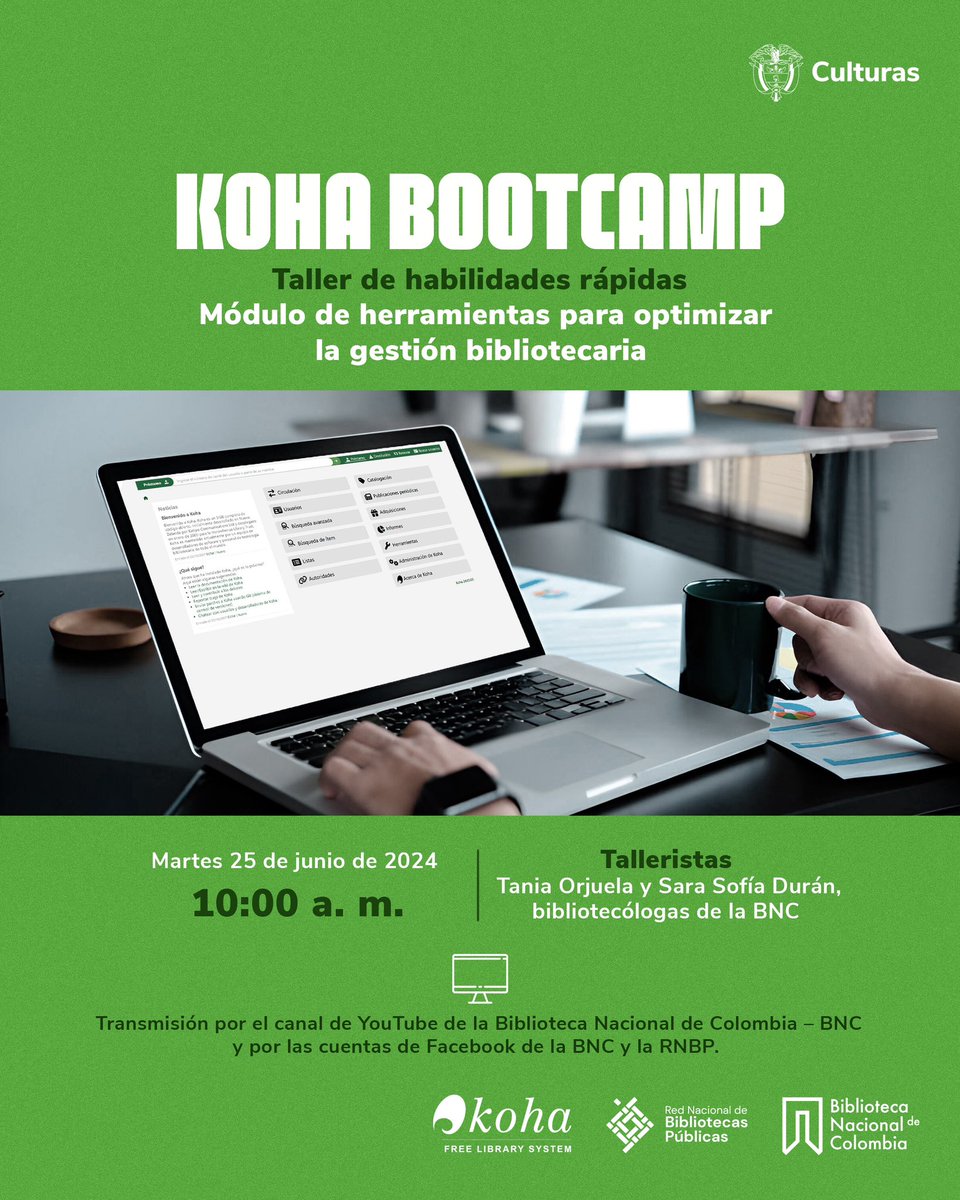 💥 Koha BootCamp | Taller de habilidades rápidas

El ‘Módulo de herramientas para optimizar la gestión bibliotecaria’ busca crear un espacio en el que puedas familiarizarte con funciones del programa que facilitan la realización de tareas cotidianas en la gestión bibliotecaria.