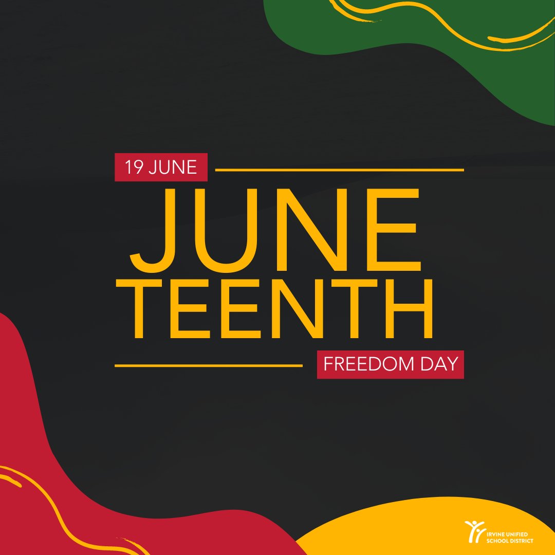 Juneteenth is a federal and state holiday, which commemorates the end of slavery in the United States with a focus on freedom and the many achievements and contributions of African American and Black communities. IUSD facilities are closed tomorrow in observance of the holiday.