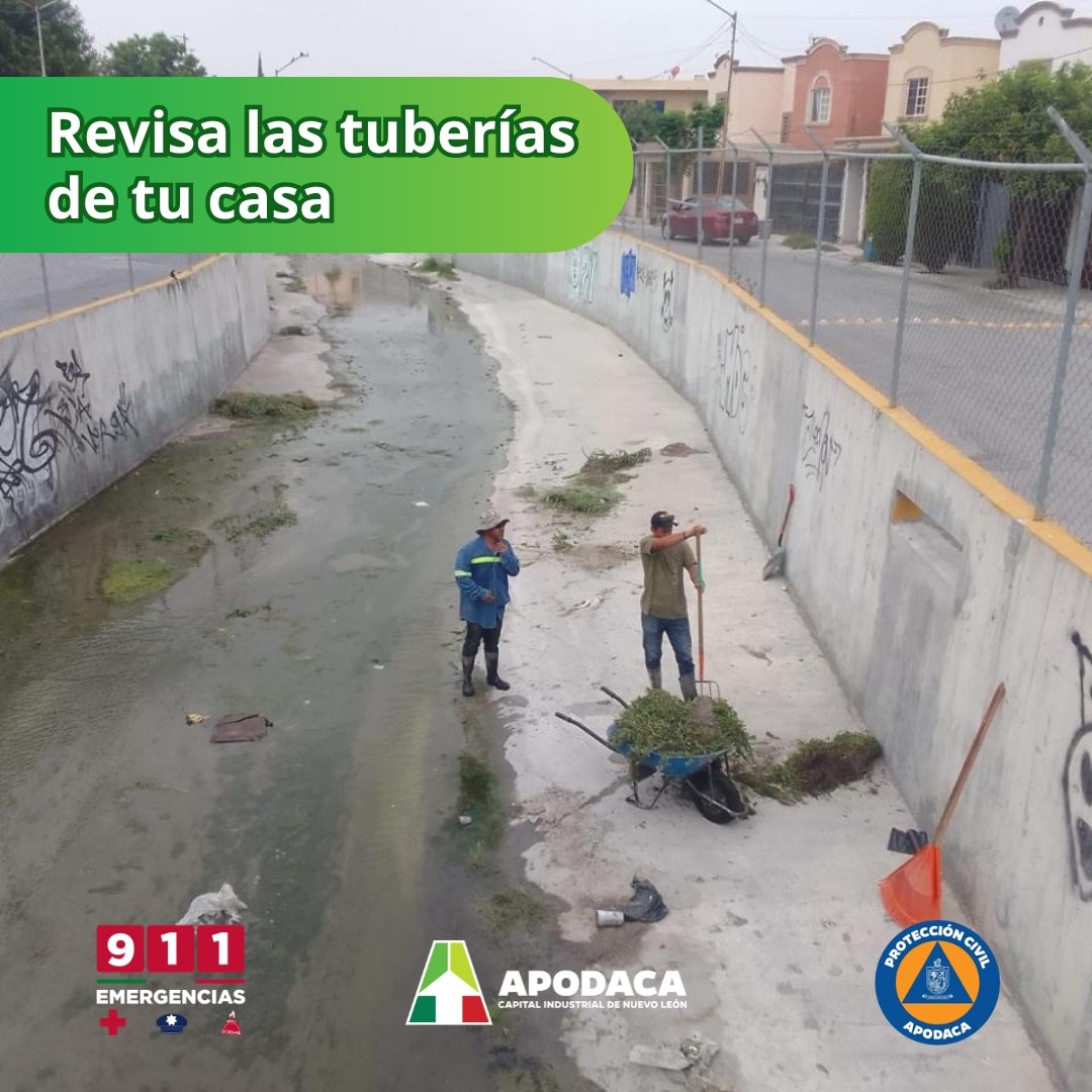 ApodacaOficial's tweet photo. 🤝🏼 ¡Tú también puedes colaborar!

El equipo de Servicios Públicos continua en labores de desasolve, limpieza de canales y alcantarilla 🧹

Recuerda que en estos días tu seguridad es lo más importante 🛡️

#Apodaca  #Agua #Prevención #Desasolve #LimpiezaDeCanales #ServiciosPúblicos https://t.co/eL6FsV0Z0m