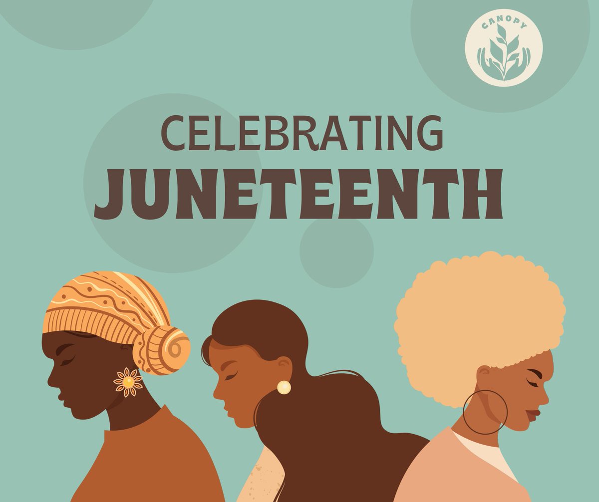 canopymhc's tweet photo. As we observe #Juneteenth today, we honor the journey toward freedom and the continued fight for equality – knowing that mental health is deeply rooted in our history and our identities. It’s a day to reflect on our past, celebrate progress and foster resilience in our community. https://t.co/PfJVDfT9Eh