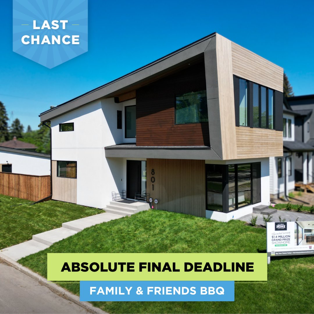 Join us tomorrow for the Absolute Final Deadline Celebration at our stunning $1.4 Million Grand Prize Showhome!

Delicious BBQ from 4-7pm. Enjoy food, great company, and a tour of this dream home!🏡

📅 Friday, June 21
🕓 Showhome Open 12-8 PM
📍 801 2nd Street East