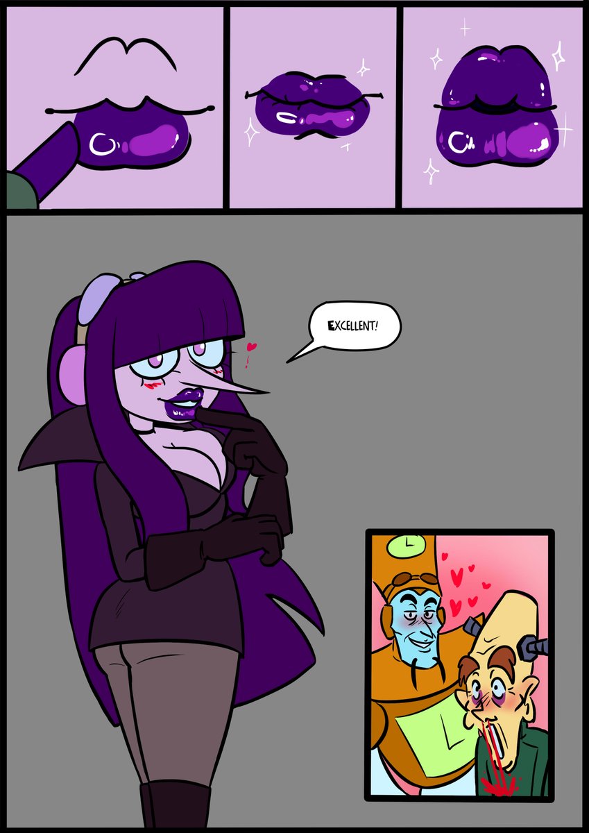 liplover6930's tweet photo. Lipstick Testing (1/2)

Comic illustrated by @catalin62706090 
N. Sono belongs to mushy-art

#crashbandicoot #oc #originalcharacter #drnbrio #nbrio #nitrusbrio #drntropy #ntropy #nefarioustropy #kiss #kissing #kisses #kissmark #kissmarks #lipstick #purplelips #purplelipstick https://t.co/tXNtpJt9Yl