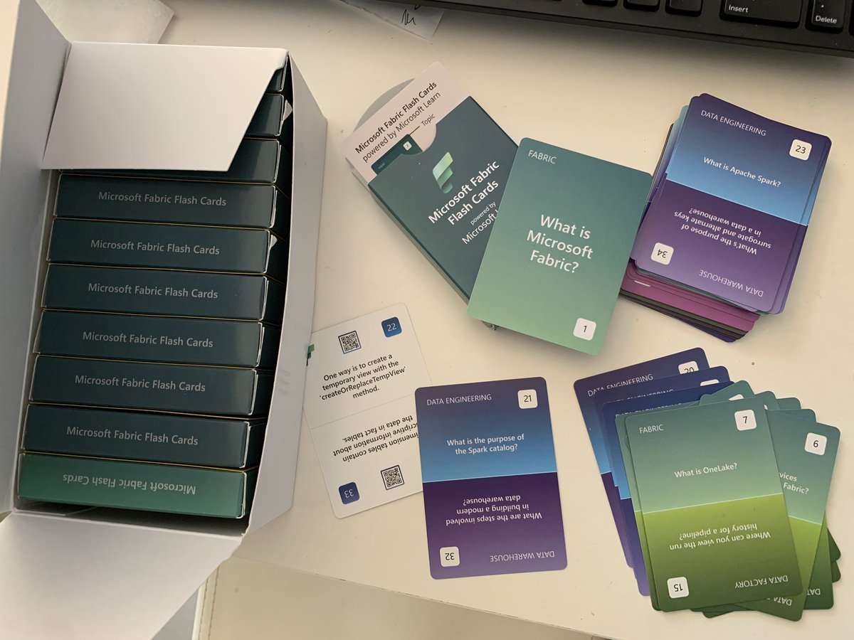 CeBrusa's tweet image. Super cool #microsoftfabric flashcards! I will giveaway some decks at #sqlsatsofla next week!
@MicrosoftFabric @MicrosoftLearn 🔥🔥🔥