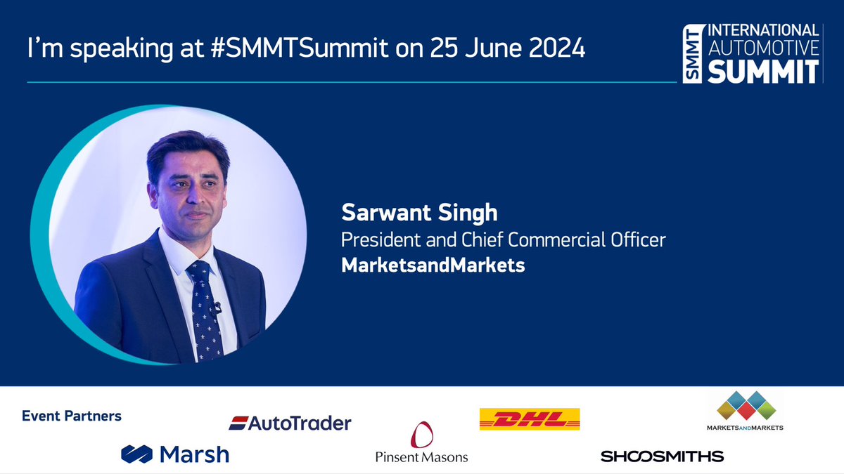 I am speaking at <a href="/SMMT/">SMMT</a> International Automotive Summit on 25th June on manufacturing of Zero Emissions panel. I will be talking about how Future of Automotive manufacturing will change on its head (literally) in the future <a href="/marketsmarkets/">MarketsandMarkets™</a>