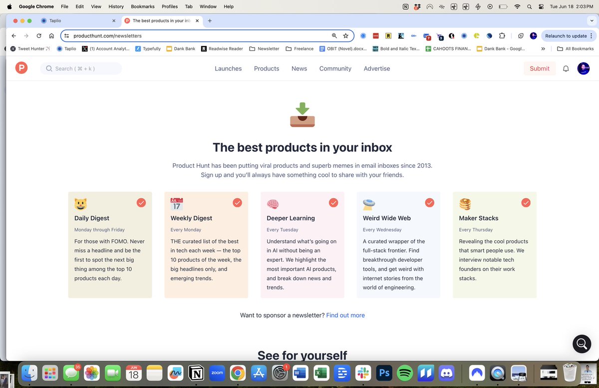 We quadrupled our daily newsletter sign-ups at <a href="/ProductHunt/">Product Hunt 😸</a> 🙀🙀🙀

No paid ads. 

No viral TikToks. 

No fancy growth hacks.

All we did was redo our newsletter sign-up page to be more clear.

Sometimes the biggest growth hack is just clarity about your offerings.

Call it