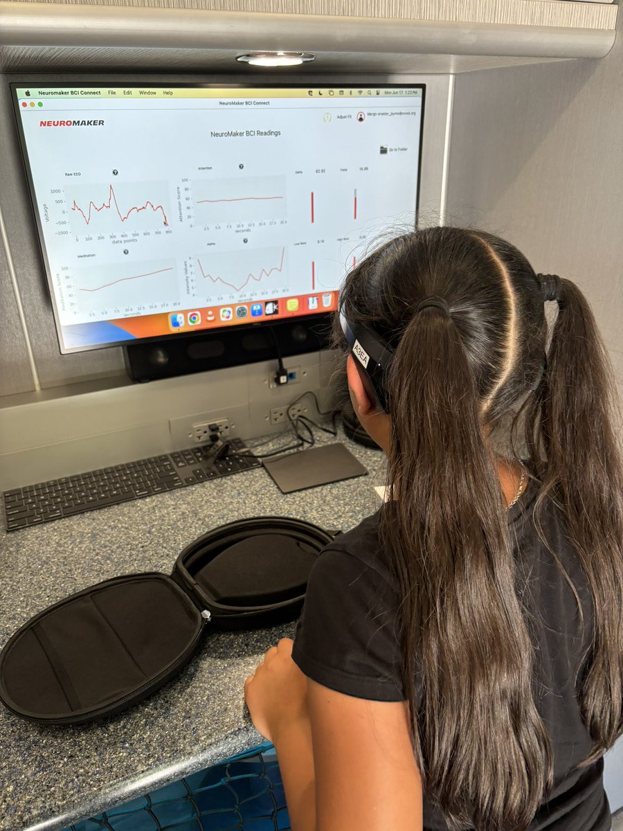 SVVSDMobileLabs's tweet photo. Headbands and Mindfulness! Students are exploring brain activity to identify meditation and attention levels then engaging in mindfulness through drawing and neurographic art. Incredible to see how ready these students are to learn through brain activity! #StVrainStorm @SVVSDsupt https://t.co/1fAwuoLksk