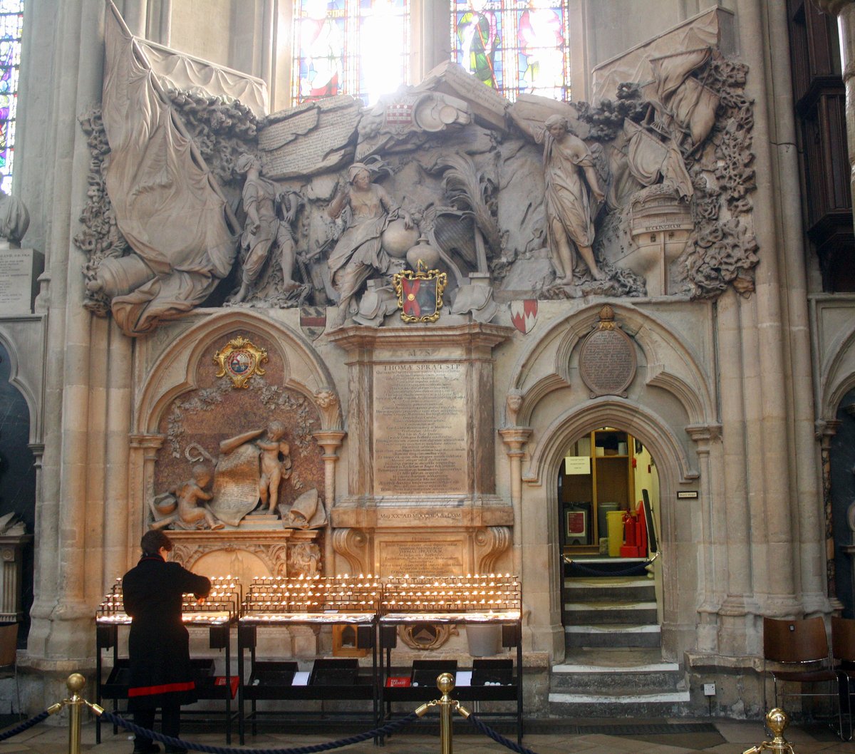 mavmaramis's tweet photo. Collegiate Church of St. Peter (Westminster Abbey), London. Unidentified (left); Thomas Sprat d.1713 (middle) and above Rear Admiral Richard Tyrrell d.1766. Photo: 03.03.2023. #London #WestminsterAbbey #ThomasSprat #FrancisBird #RichardTyrrell #NicholasRead @Portaspeciosa https://t.co/ItBUZqNNXq