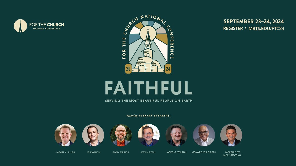 Midwestern Seminary (@mbts) on Twitter photo Our #ForTheChurch National Conference is just three months away! Join us September 23-24 as we explore the importance of ministry faithfulness for the beauty of the Church, featuring speakers <a href="/jasonkeithallen/">Jason Keith Allen</a>, <a href="/jt_english/">JT English</a>, <a href="/tonymerida/">Tony Merida</a>, <a href="/kevezell/">Kevin Ezell</a>, <a href="/jaredcwilson/">Jared C. Wilson</a>, <a href="/CrawfordLoritts/">Dr. Crawford Loritts</a> Our #ForTheChurch National Conference is just three months away! Join us September 23-24 as we explore the importance of ministry faithfulness for the beauty of the Church, featuring speakers <a href="/jasonkeithallen/">Jason Keith Allen</a>, <a href="/jt_english/">JT English</a>, <a href="/tonymerida/">Tony Merida</a>, <a href="/kevezell/">Kevin Ezell</a>, <a href="/jaredcwilson/">Jared C. Wilson</a>, <a href="/CrawfordLoritts/">Dr. Crawford Loritts</a>