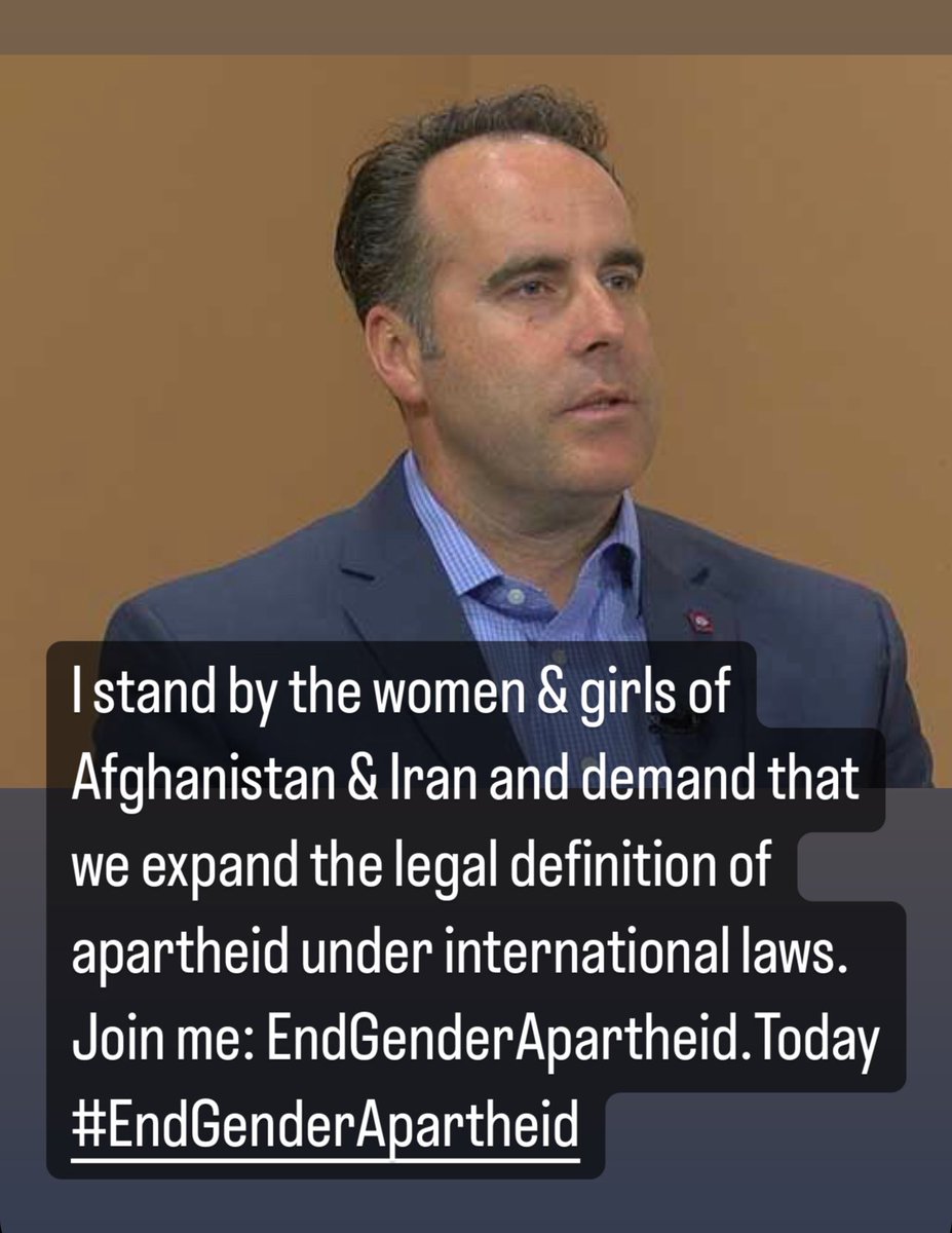 I stand by the women &amp; girls of Afghanistan &amp; Iran and demand that we expand the legal definition of apartheid under international laws. Join me: EndGenderApartheid.Today #EndGenderApartheid