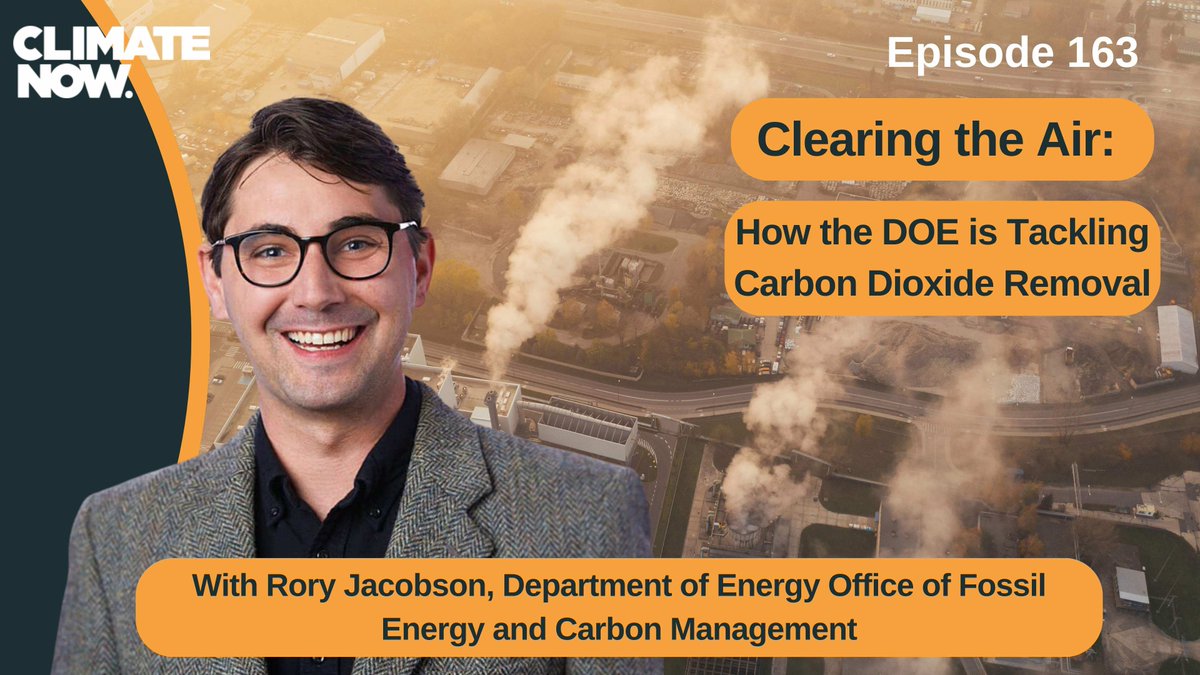 weareclimatenow's tweet photo. 🎧🎙️NEW EPISODE! 
https://t.co/oJyq2miUSU

Tune in to hear our interview with Rory Jacobson, of the Department of Energy's Carbon Dioxide Removal Division, about how the division is supporting the development and deployment of CO2 removal technologies. https://t.co/bMVkIw3MLo