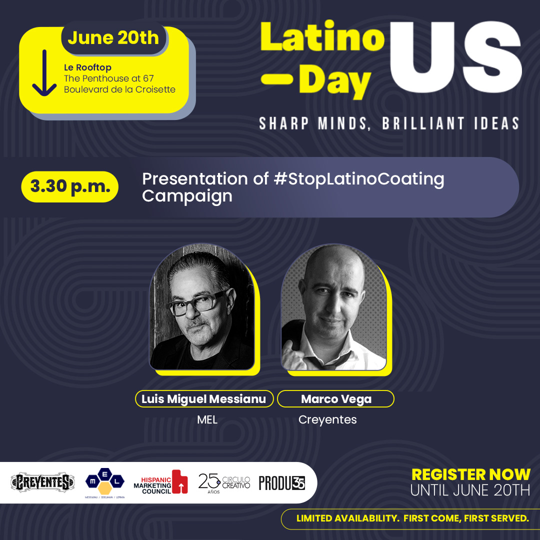 HMC is excited to take our #STOPLATINOCOATING message to #Cannes! This Thursday, <a href="/LMMessianu/">Luis Miguel Messianu</a>  &amp; <a href="/marcovega1/">Marco Vega</a> present our campaign to a global audience. Cannes-goers, don't miss this important discussion! forms.gle/DBMEi7Sgzofg1t… <a href="/PRODU/">PRODU</a>  <a href="/creyentesnow/">Creyentes</a>  @somos_mel  <a href="/circulousa/">Círculo Creativo USA</a>