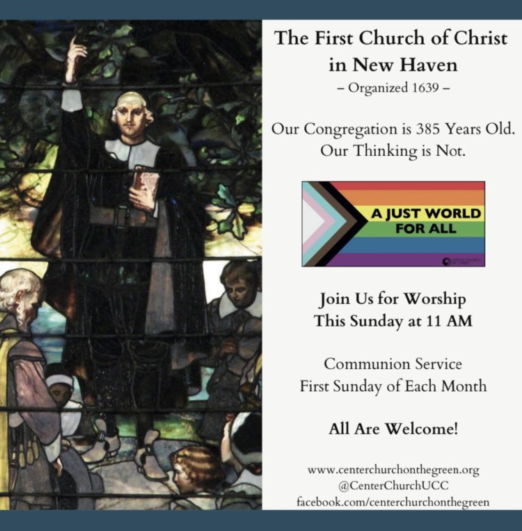 CenterChurchUCC's tweet photo. Our congregation is 385 years old. Our thinking is not. A just world for all! 🏳️‍🌈 https://t.co/C5f9YsxBx5